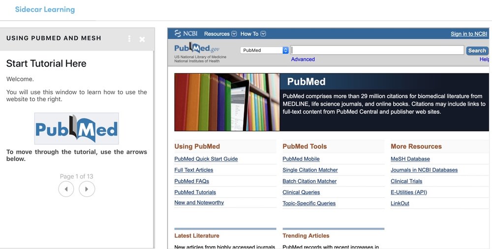 Sidecar Learning tutorial using the Library of Congress website as the content.